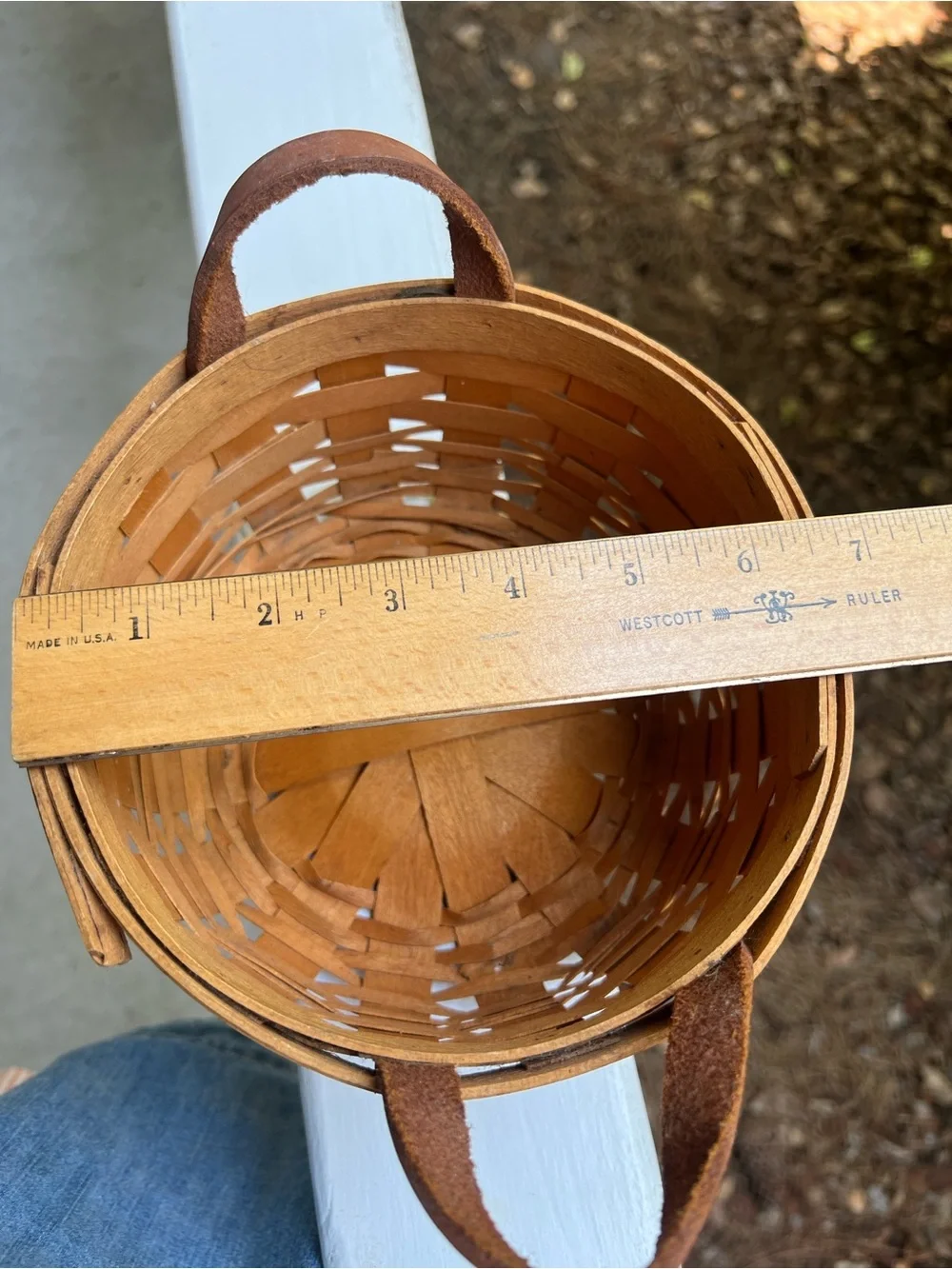 Longaberger Round Basket with Leather Loop Handles